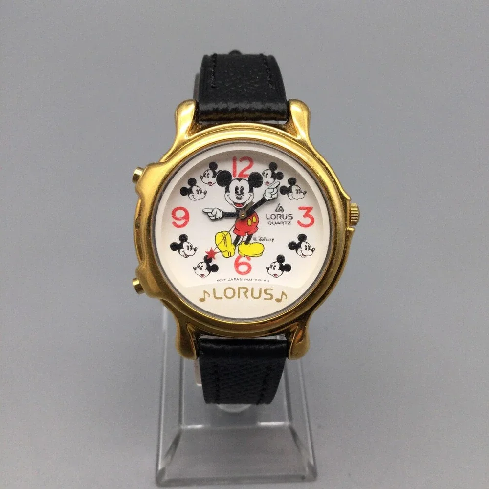 Lorus Boys Watch 31mm Disney Mickey Mouse Dial Gold Tone V422-0010 New Battery